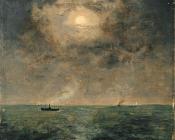 Moonlit seascape - 阿尔弗雷德·史蒂文斯